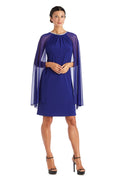 Chiffon Dress with Rhinestone Neckline and Sheer Capelet Z65622