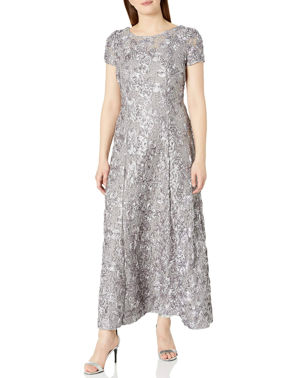 Petite Sequined-Lace Rosette-Rose Gown N247847