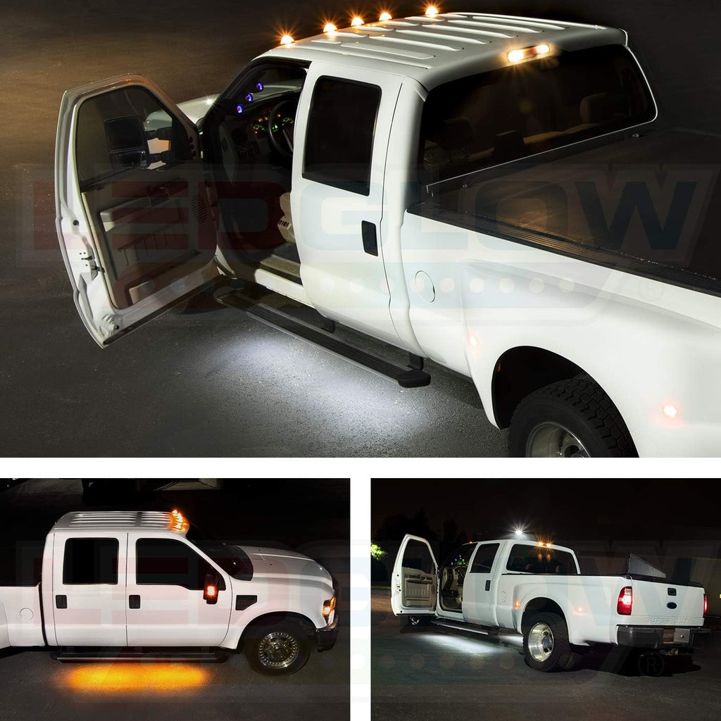 Amber LED Running Board Light Kit with White Courtesy Lights, Pack of 2 P194