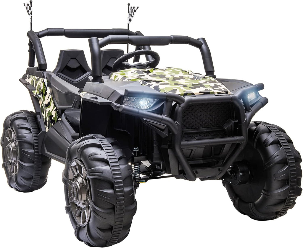 12V 2-Seater Kids Ride On Car Electric Off-Road UTV Truck Toy with Parental Remote Control & 4 Motors, Camo Green W423