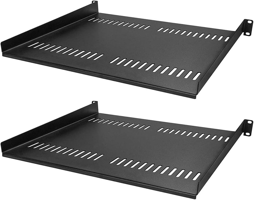 Heavy Duty Steel 1U 19'' Vented Shelf 2 Pack V9236
