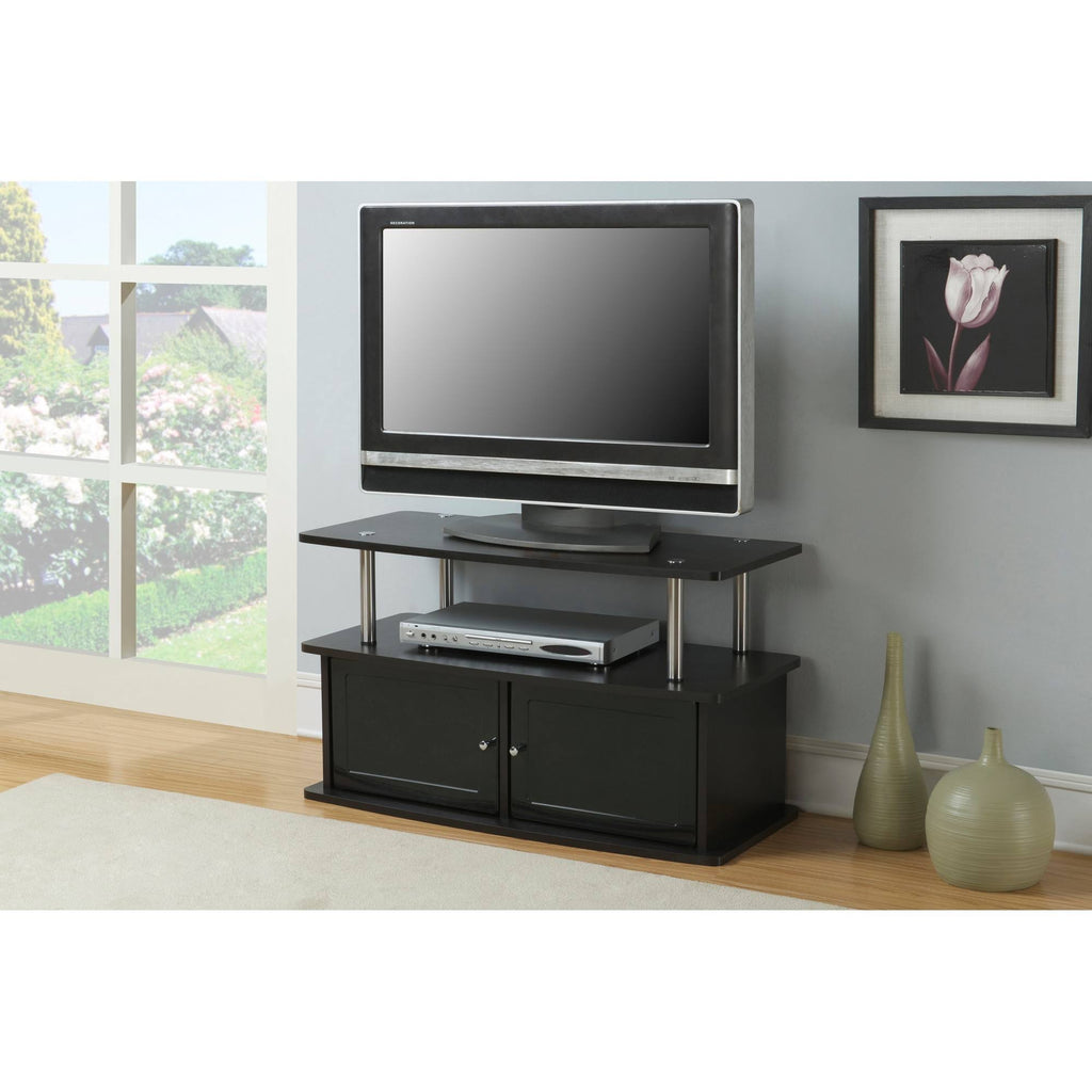 Espresso Brown TV Stand with 2 Cabinets V7113