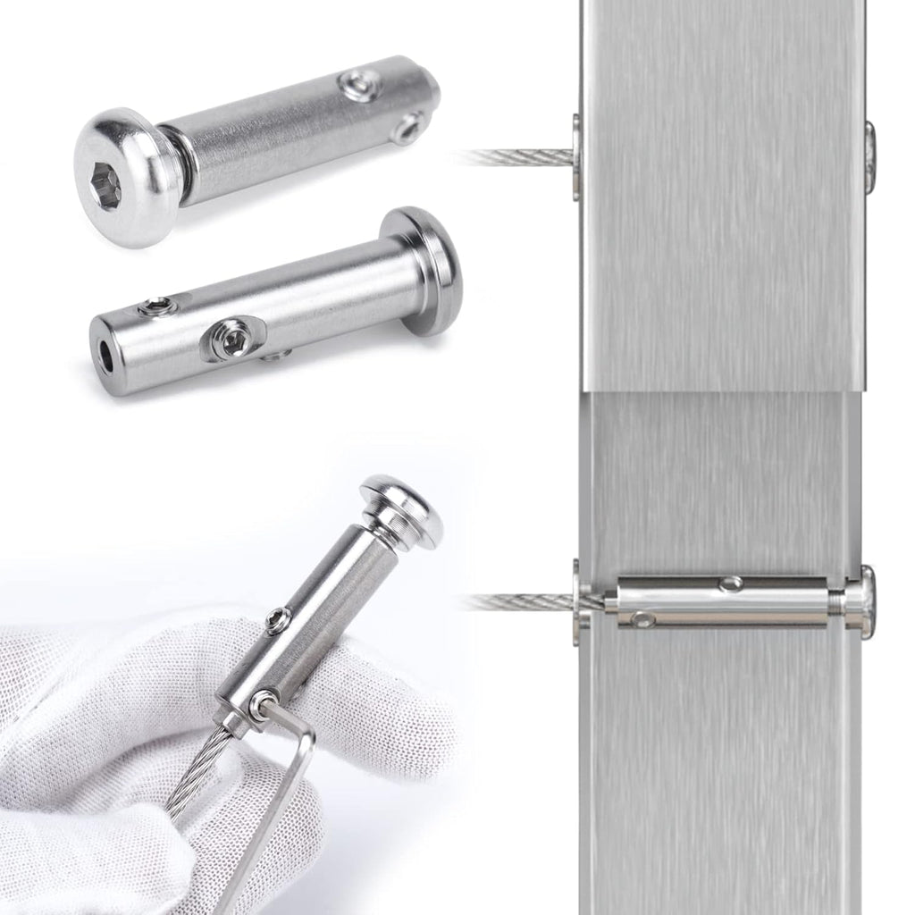 40Set Cable Railing Kit Invisible Swageless Turnbuckle Tensioner Terminal Hidden Round Head for 2x2 Metal Post Deck Stairs G17017