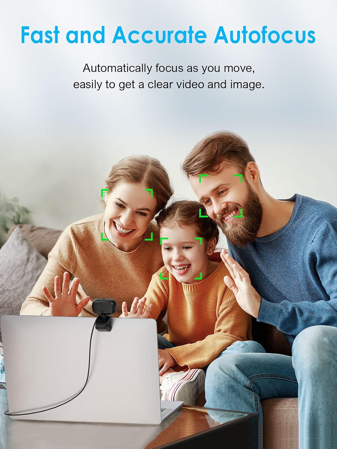 1080P Webcam with Microphone, Autofocus, Privacy Cover, Tripod T864272