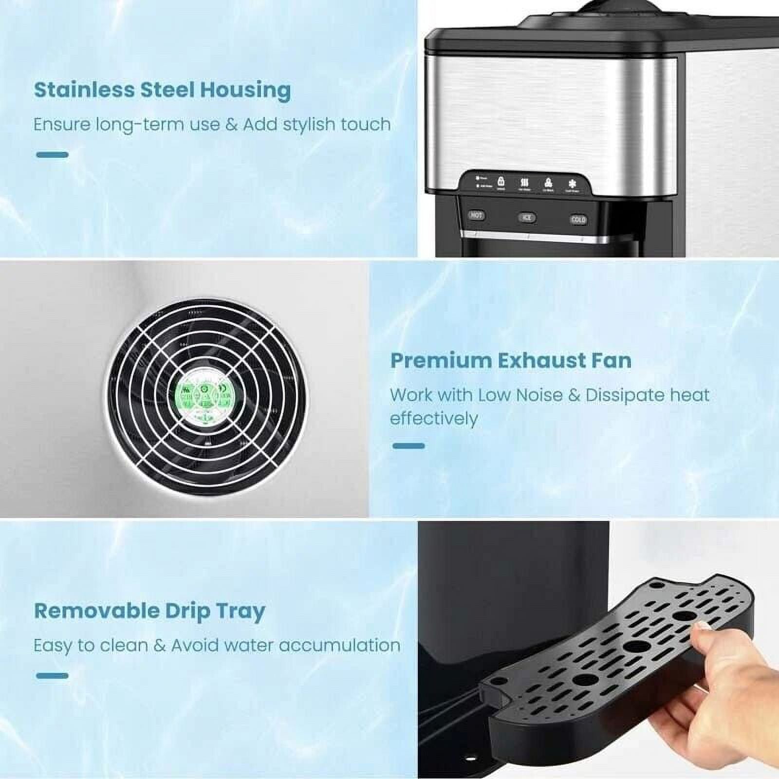 3 in 1 Countertop Water Cooler Dispenser Ice Maker with Ice Block 44 lb Ice Storage K614652