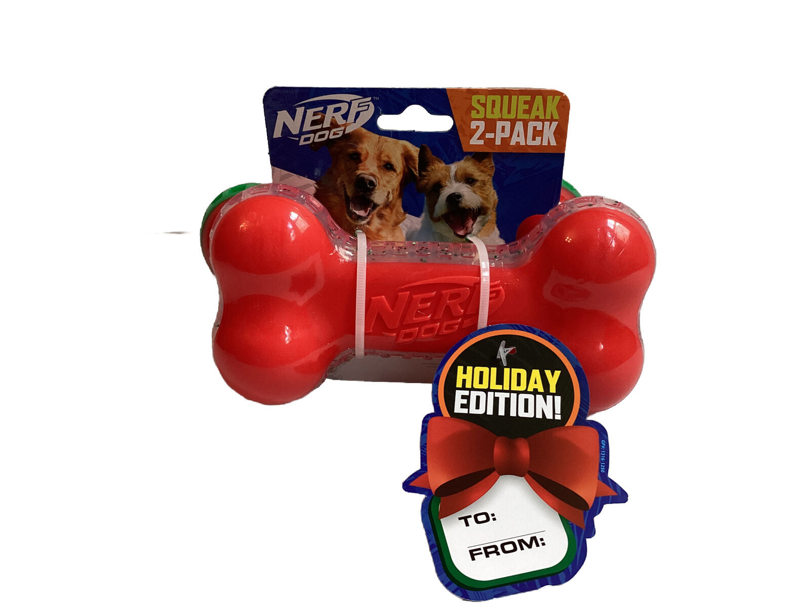 2-Pack Squeak Dog Toy Red/Green U28278