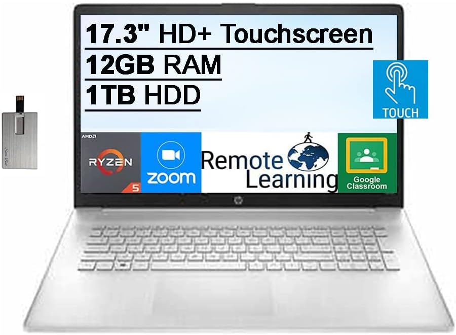 17.3" HD+ Touchscreen Laptop, AMD Ryzen 5, 12GB RAM, 1TB HDD, Silver K6097