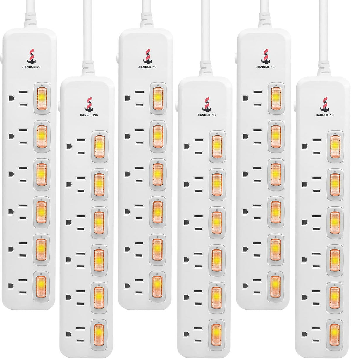 6 ft White Power Strip Surge Protector, 4 Outlets, Pack of 2 L446715