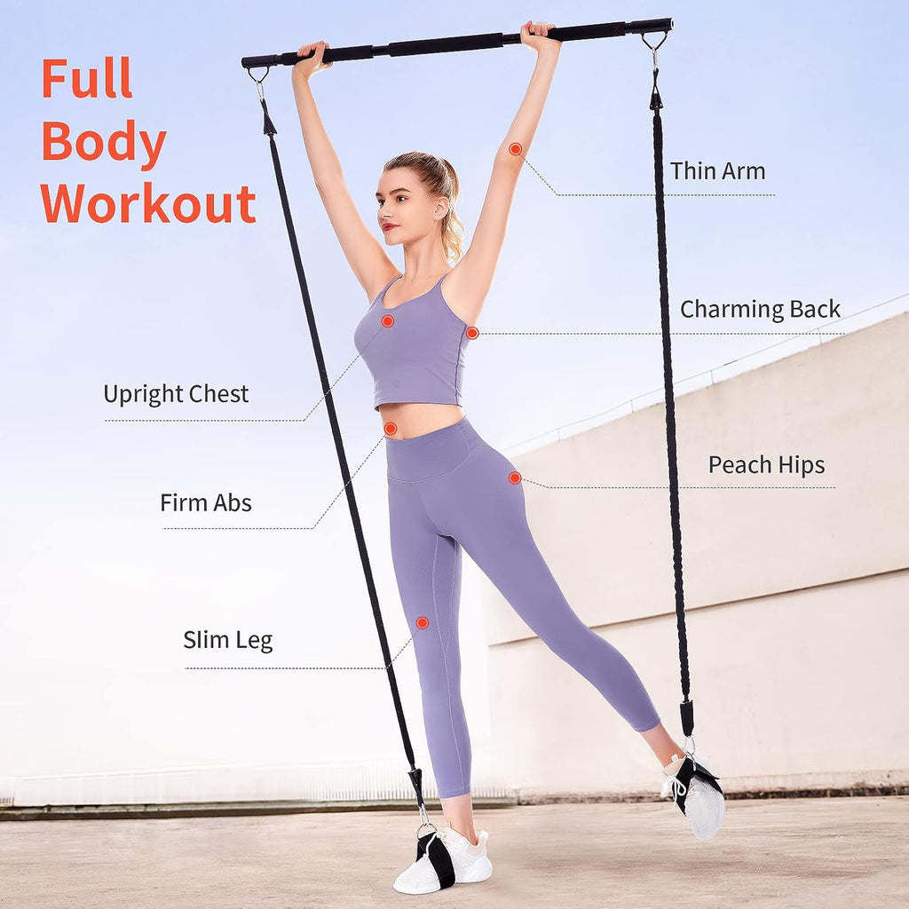 Resistance Band Bar with Easy Grip Foam, 43'' Length, Max Load 500lbs, Pack of 2 W676