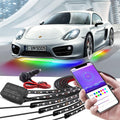 Car Underglow Lights, Bluetooth Dream Color Chasing Strip Lights Kit, 6 PCS Waterproof Exterior Car Lights with APP Control, 12V 300 LEDs Underbody Lights, Pack of 2 E655