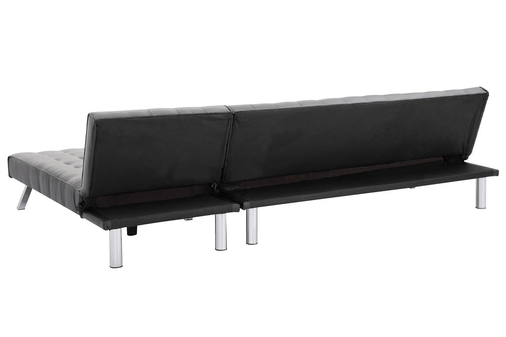 Grey Pu Reversible Sectional Sofa Sleeper with Metal Legs W497700