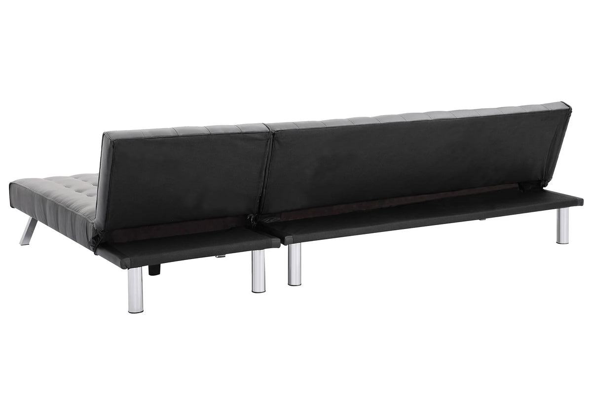 Grey Pu Reversible Sectional Sofa Sleeper with Metal Legs W497700