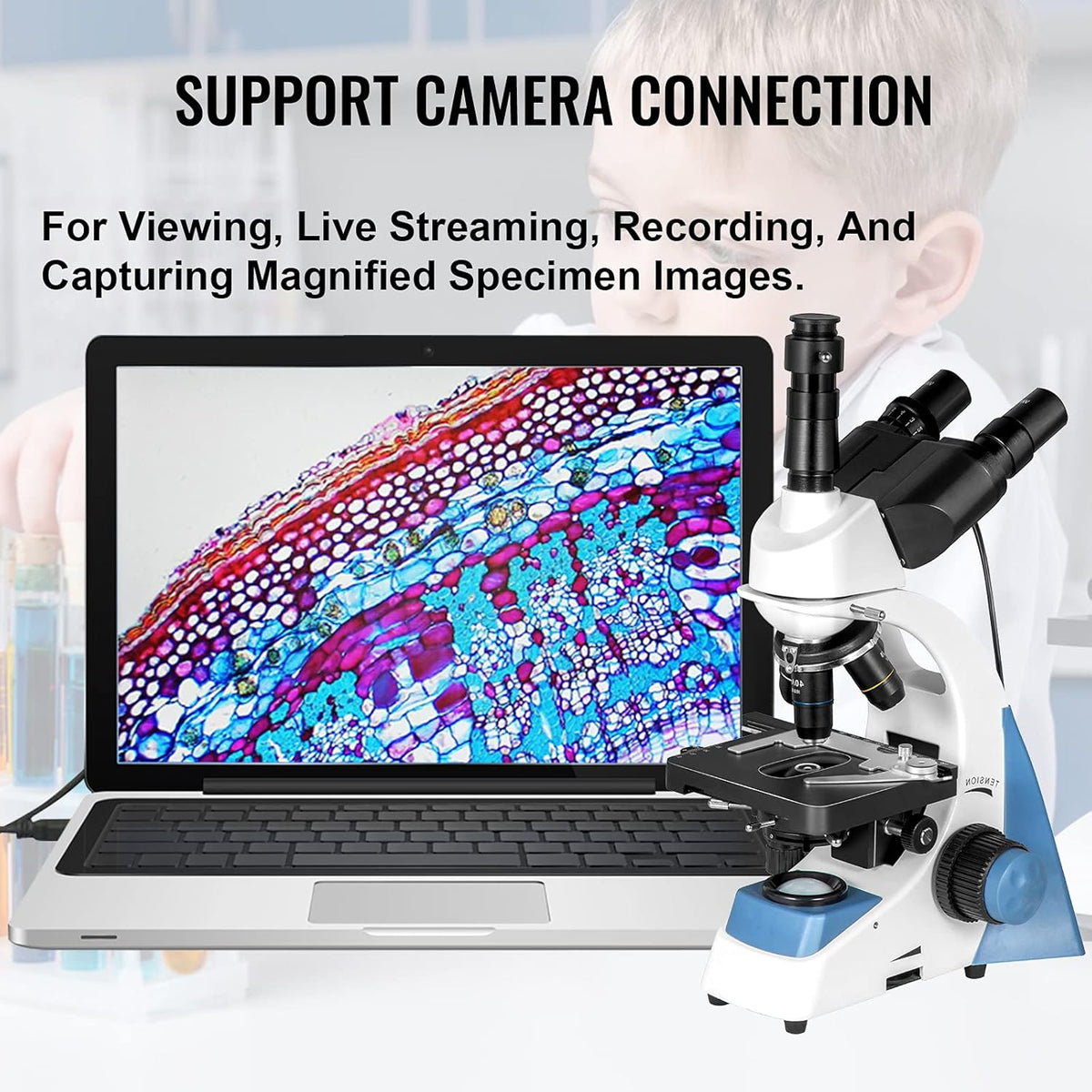 Trinocular Compound Microscope 40X-1000X Magnification LED Light Mechanical Stage Q81272