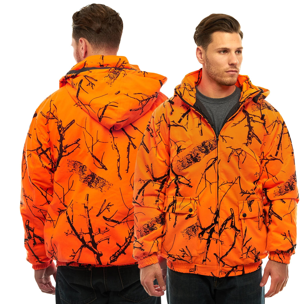 Blaze Orange Camo Insulated Waterproof Safety Tanker Jacket X907004