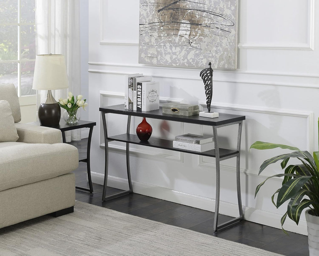 Console Table, Espresso / Slate Gray Frame V93409