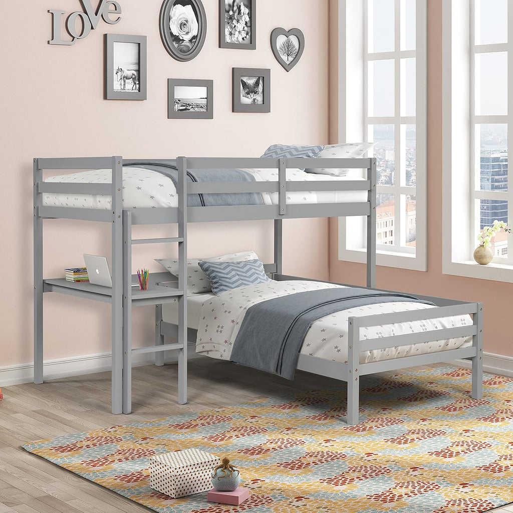 Twin Low Bunk Bed with Slide and Ladder, Black D8526