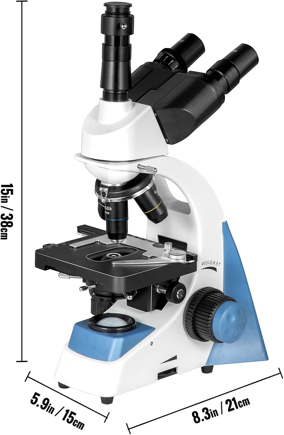 Trinocular Compound Microscope 40X-1000X Magnification LED Light Mechanical Stage Q81272