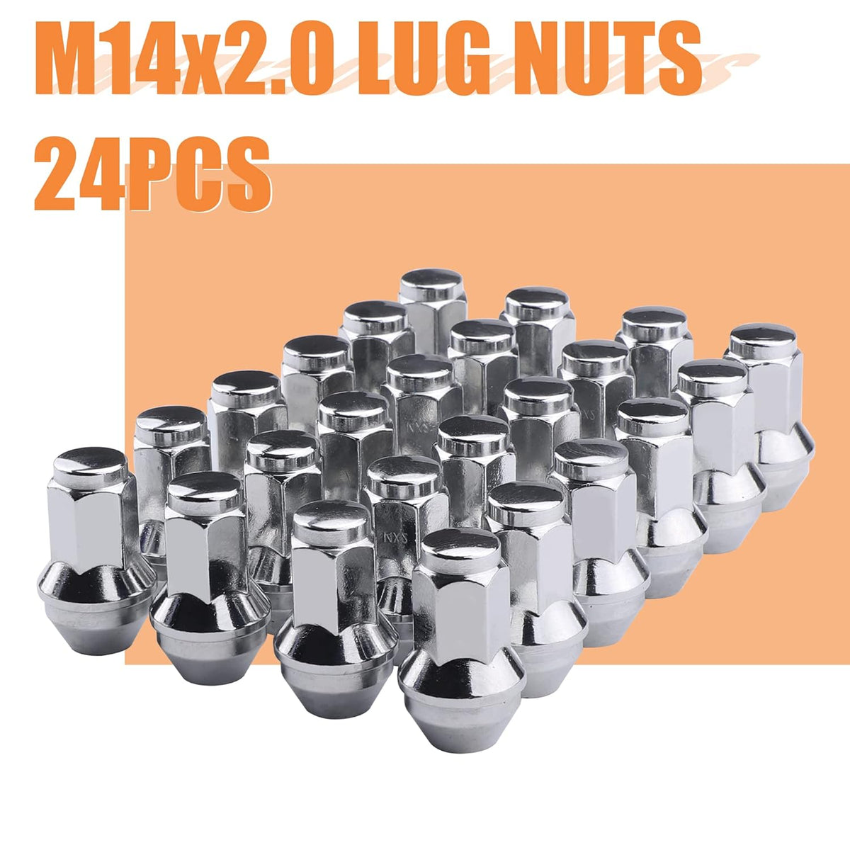 24PCS 13/16" Hex M14x2.0 Chrome Large Acorn Seat Lug Nuts X192698