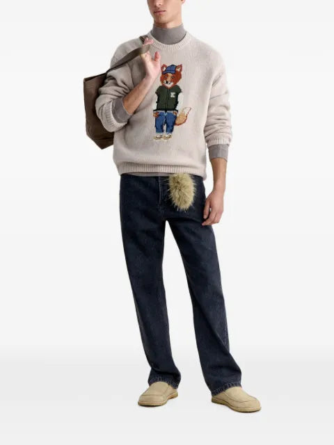Maison Kitsuné fox-intarsia knitted sweater