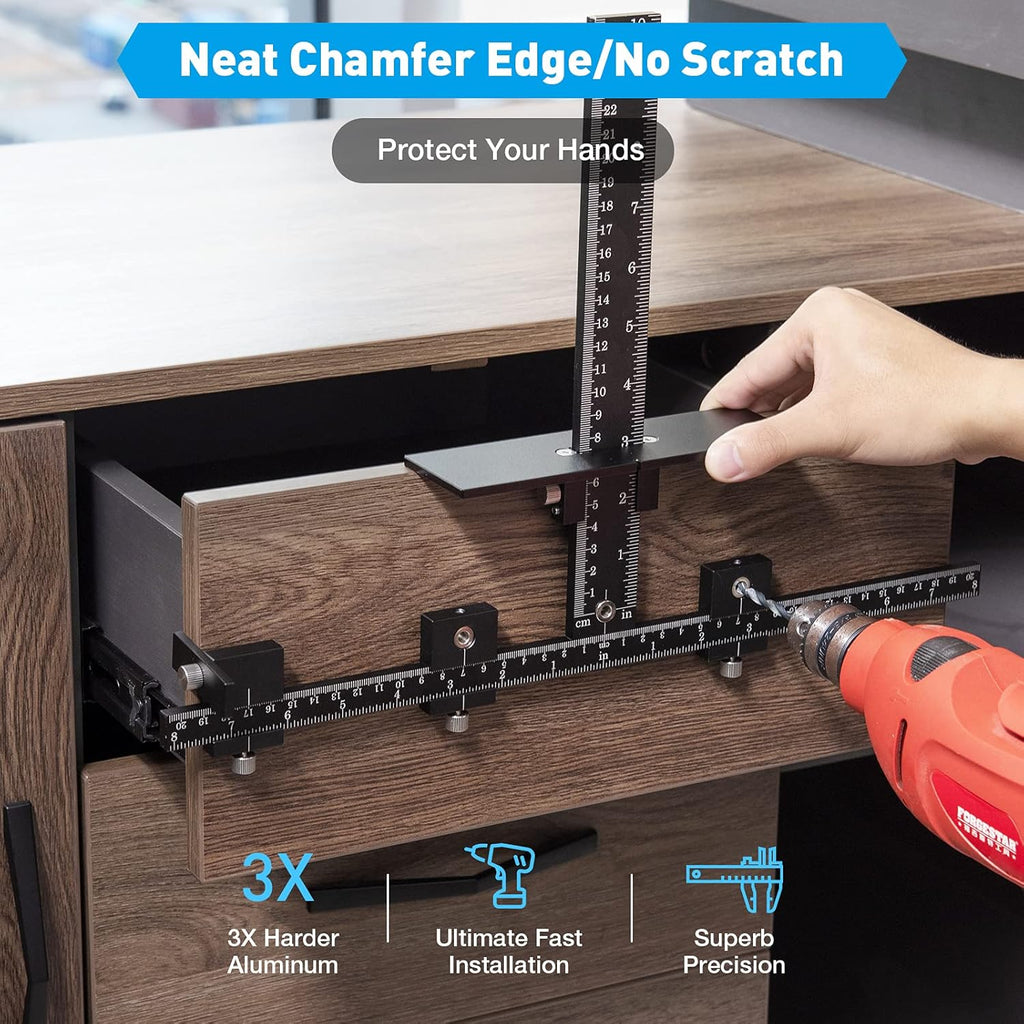 Cabinet Hardware Jig, Adjustable Drill Guide with Punch Locator Templates G148