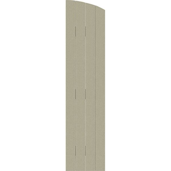 Rustic Faux Wood Shutters with Elliptical Arch Top I2145