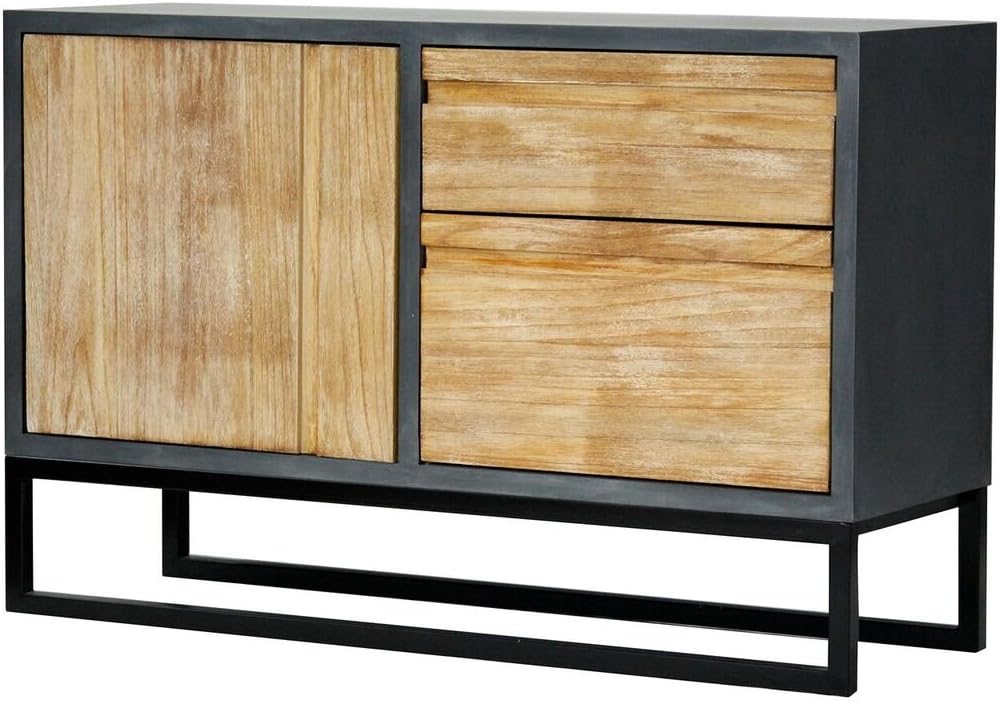 Grey and White Wash Wooden 2 Drawer 1 Door Sideboard Cabinet E274890