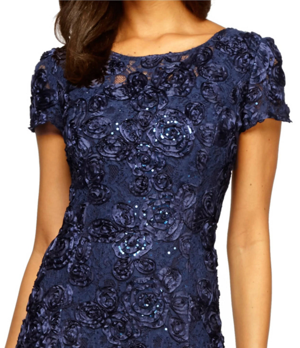 Petite Sequined-Lace Rosette-Rose Gown N247847