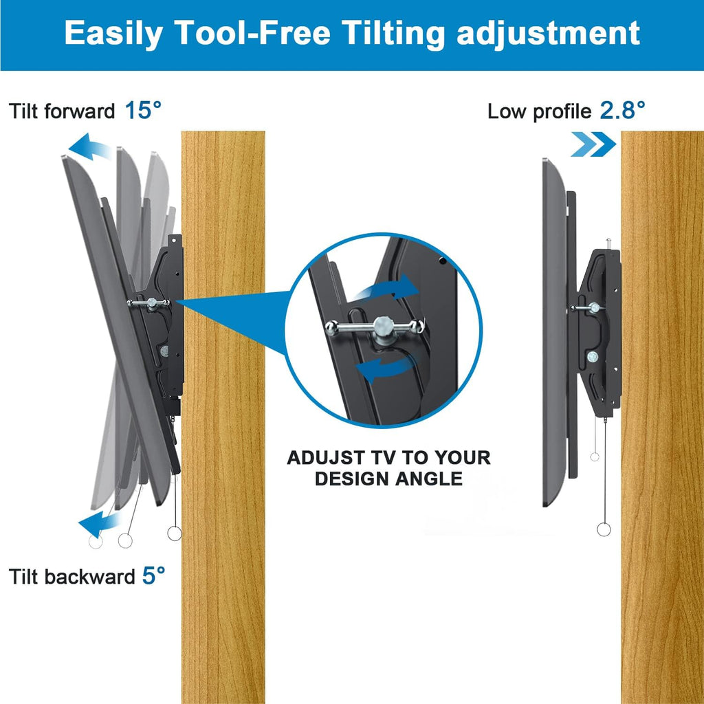 Tilt TV Wall Mount Bracket for 40-90 Inches LED, Plasma Flat Screen Curved TVs, VESA 600x400mm, Loading Capacity 165 lbs, Low Profile, Pack of 2 W109