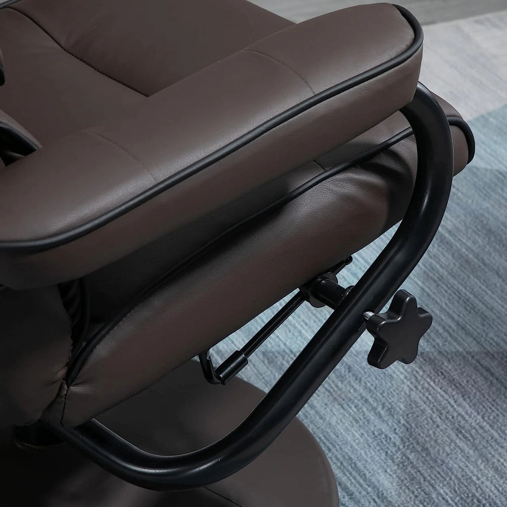 Brown PU Leather Swivel Recliner Chair with Ottoman M267102
