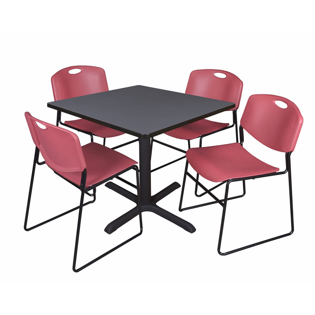Square Breakroom Table with 4 Stack Chairs V7701