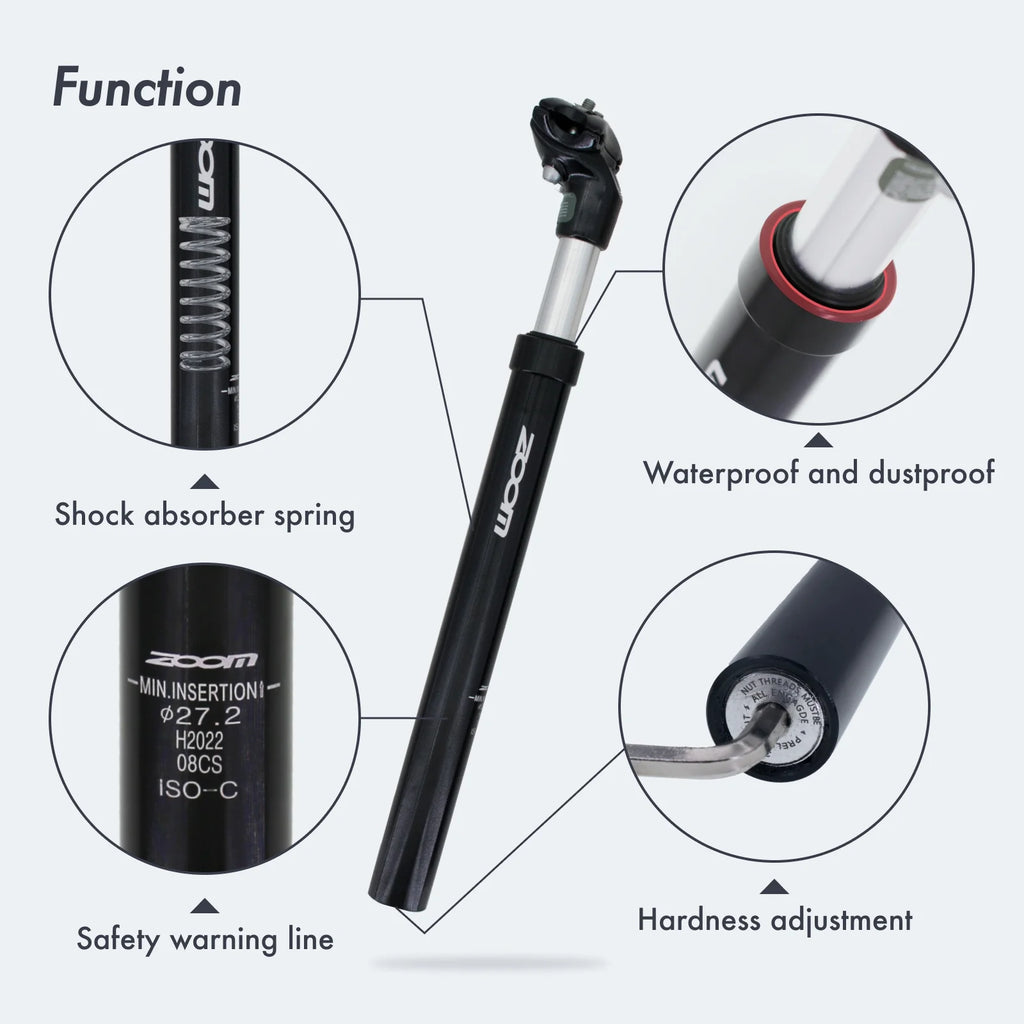Suspension Seatpost Shock Absorber Damping Alu for MTB Bicycle Seat Post 30.9 X350MM K871