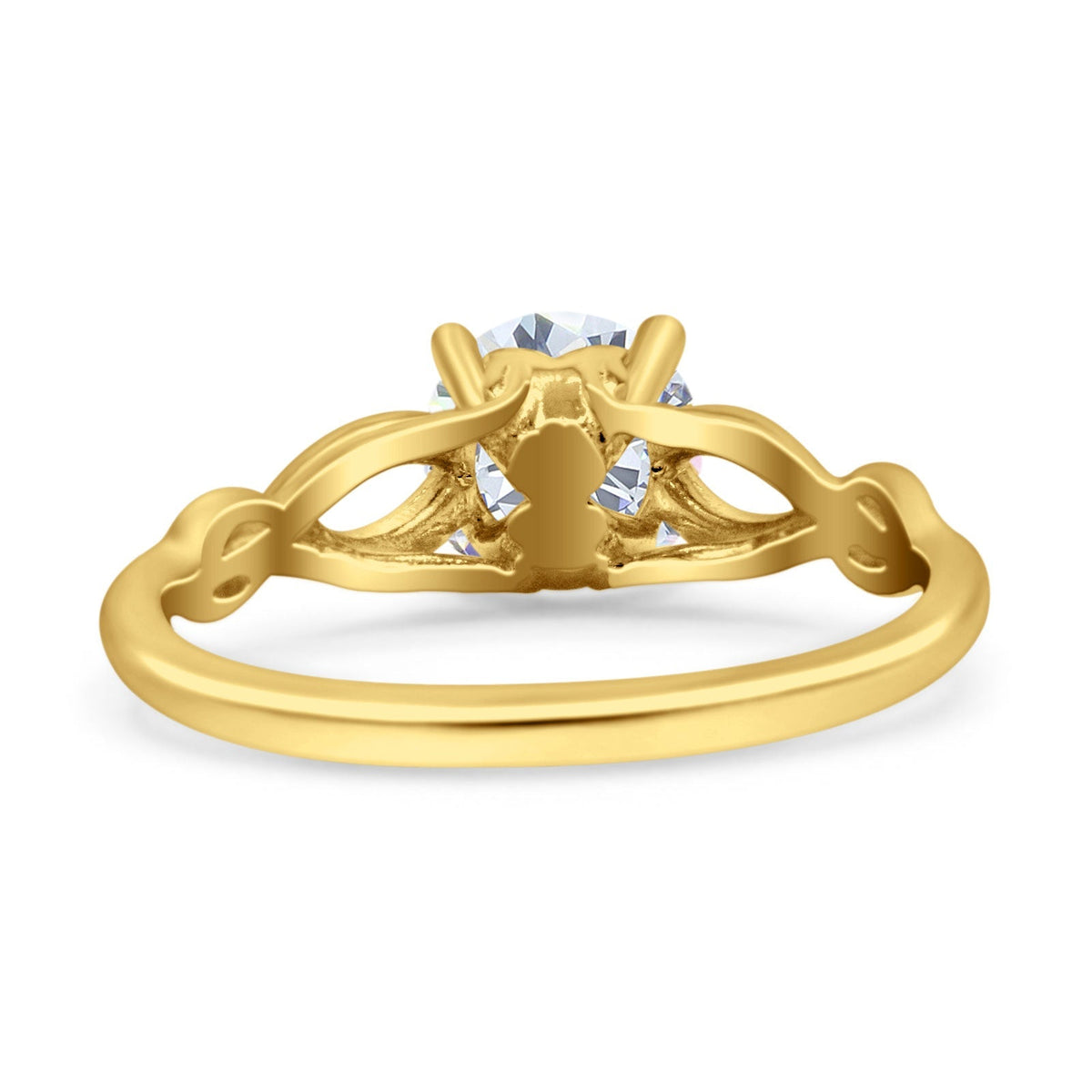 14K Gold Round Solitaire Celtic Ring Size 6 O97666