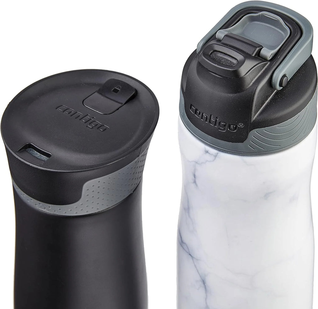 24oz Vacuum-Insulated Stainless Steel Water Bottle & 16oz Vacuum-Insulated Stainless Steel Travel Mug, 2-Pack H45624