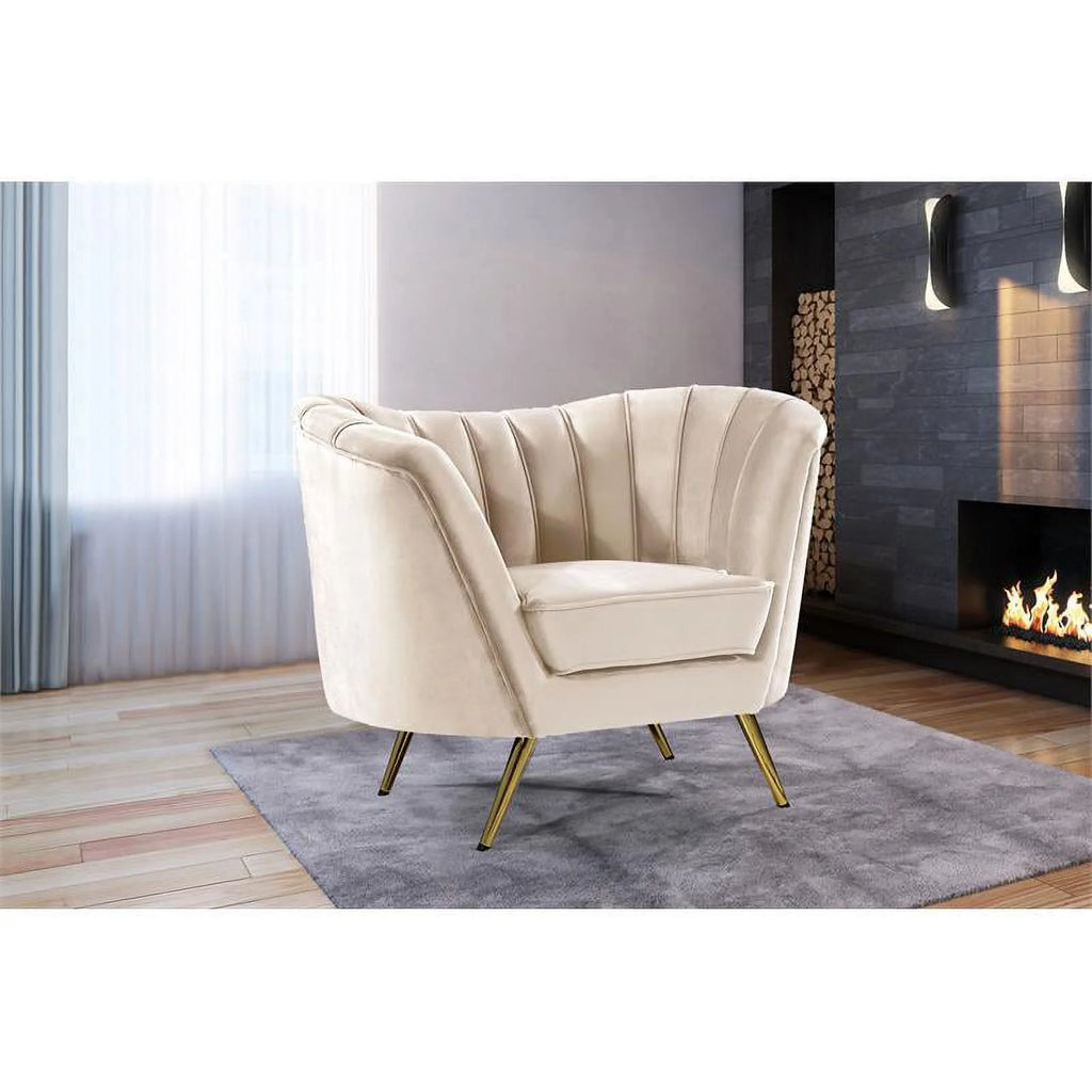Cream and Gold 3-Piece Accent Chair Loveseat & Sofa Set E6688