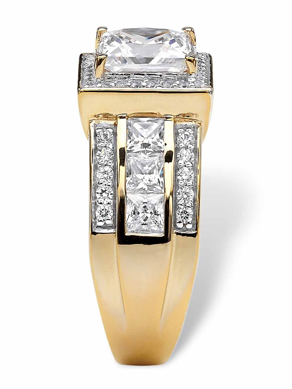 Princess-Cut Cubic Zirconia Halo Engagement Ring in 18k Gold-plated Sterling Silver R765
