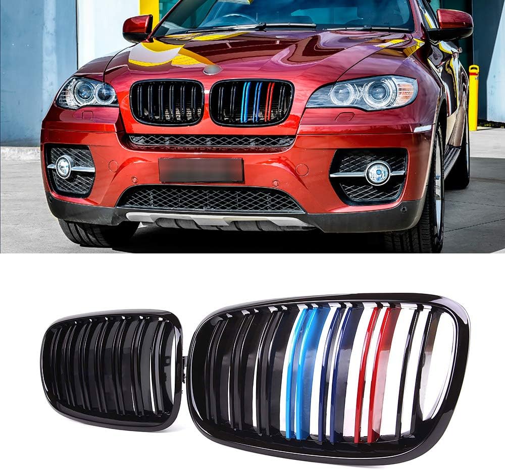 Gloss Black Front Kidney Grille for BMW X5 E70 X6 E71, 2-pc Set F3866