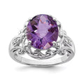 Oval Checker-Cut Amethyst & Diamond Ring I635208