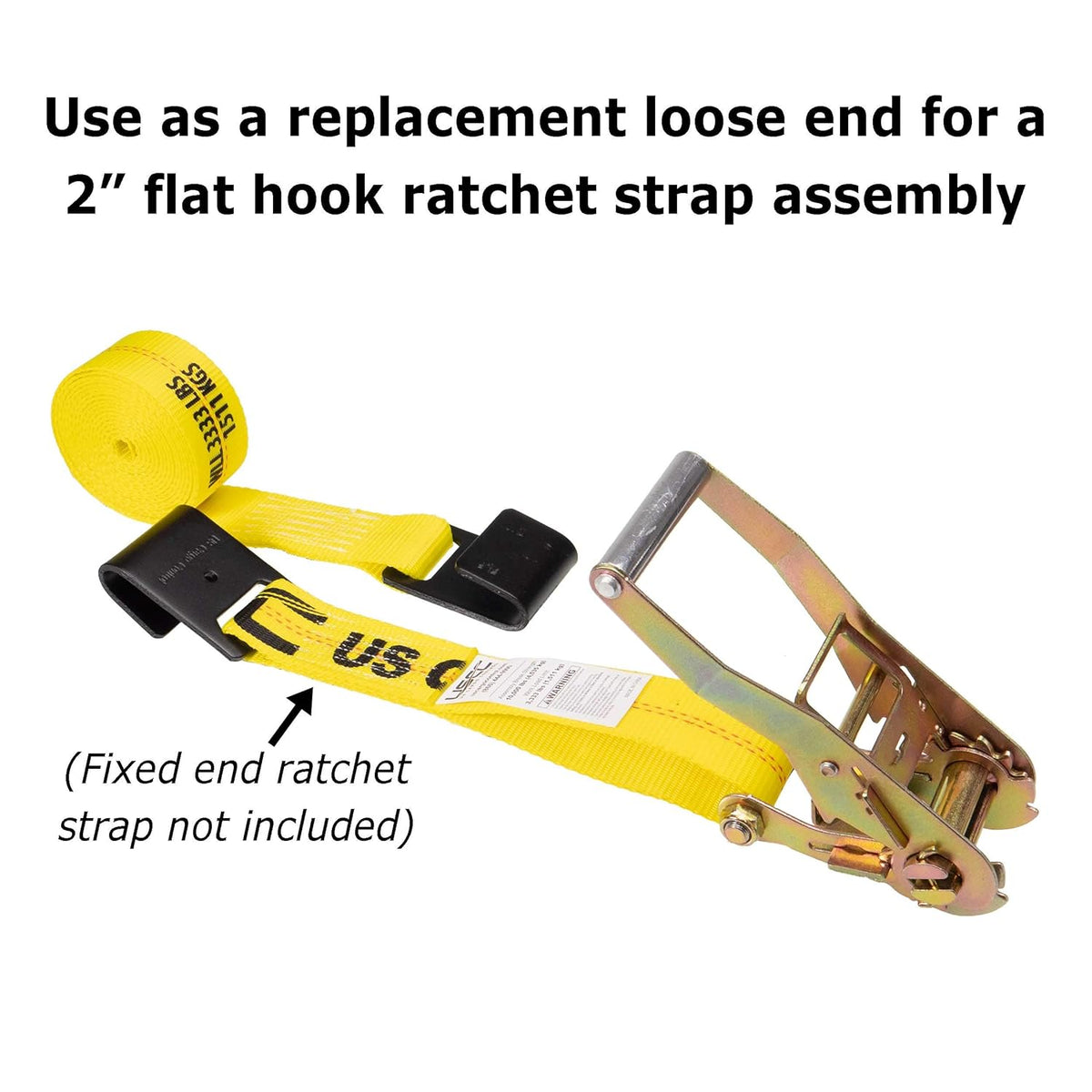 2 Pack 25 Foot Long 2 Inch Wide Replacement Strap with Black Flat Hook D97858