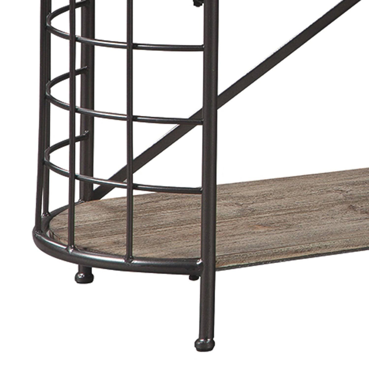 Brown and Black Wood and Metal Bookcase with 3 Open Shelves J328