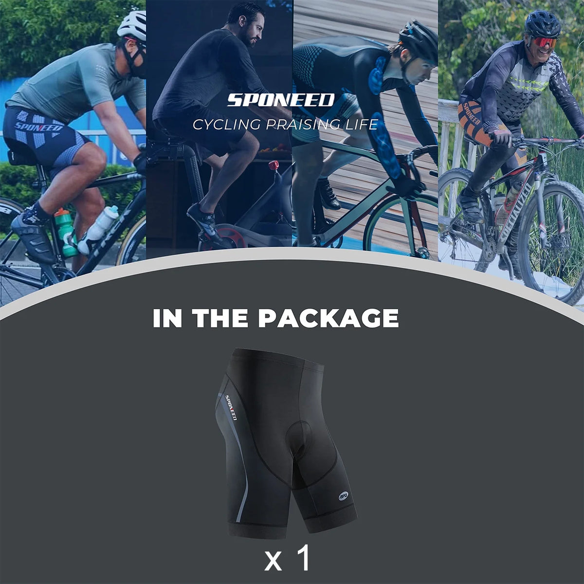 Gray Gel Padded Cycling Bike Shorts S58348