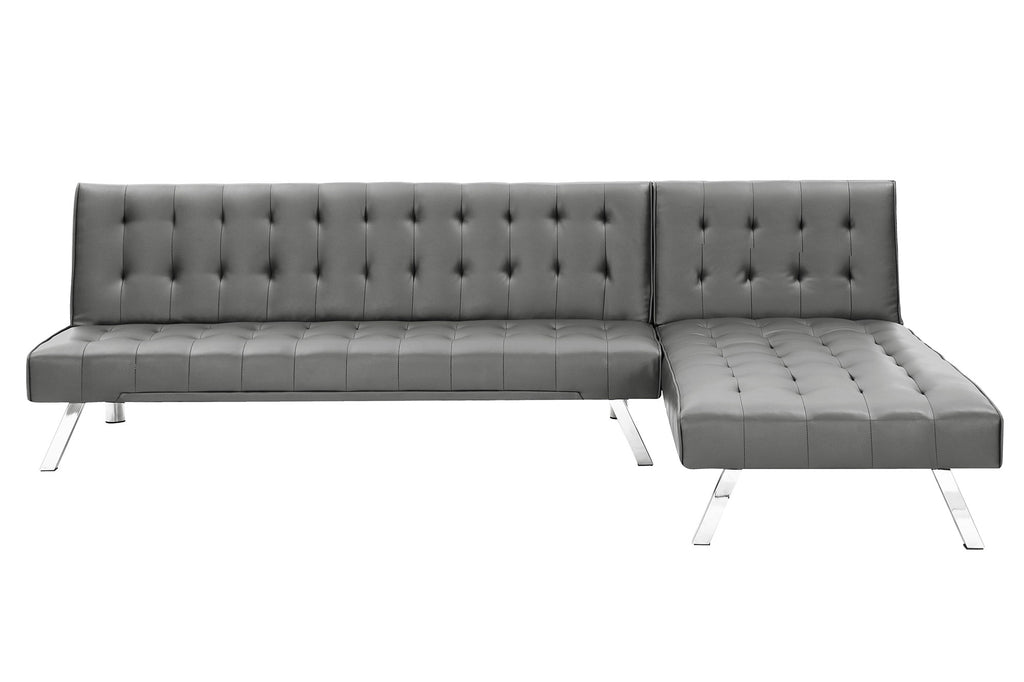Grey Pu Reversible Sectional Sofa Sleeper with Metal Legs W497700