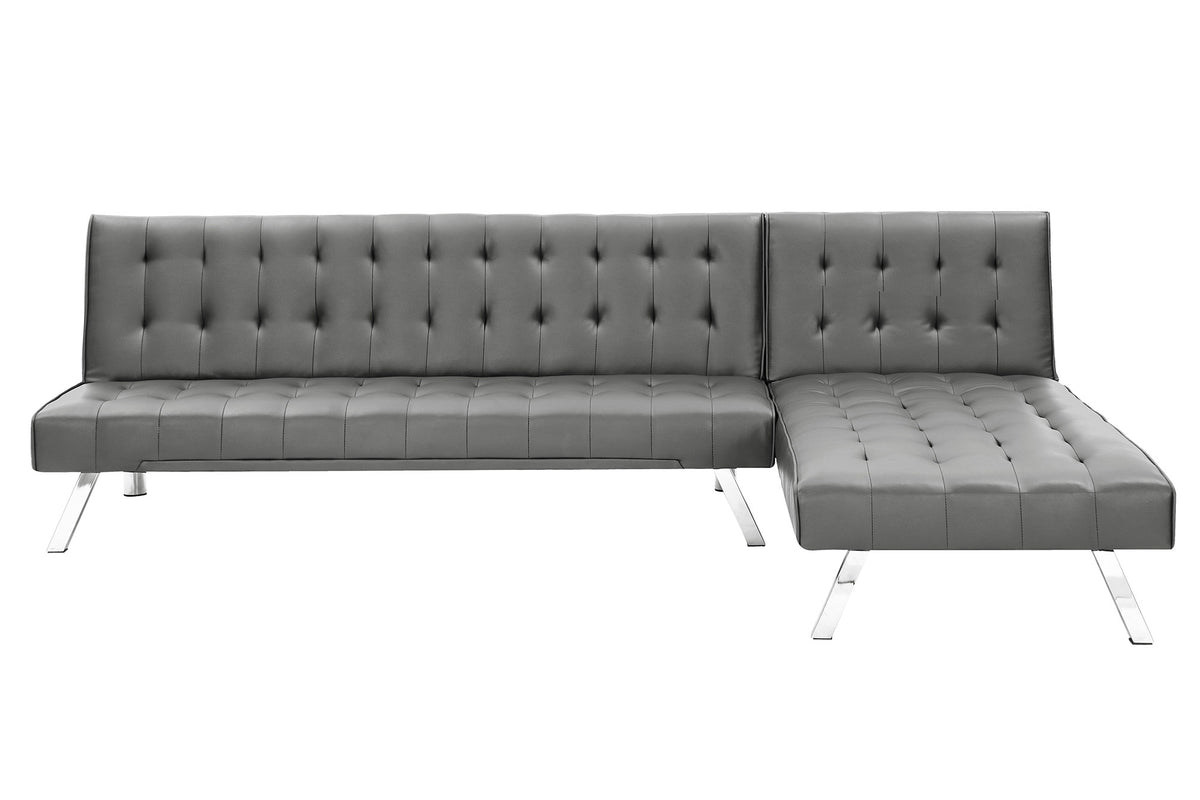 Grey Pu Reversible Sectional Sofa Sleeper with Metal Legs W497700