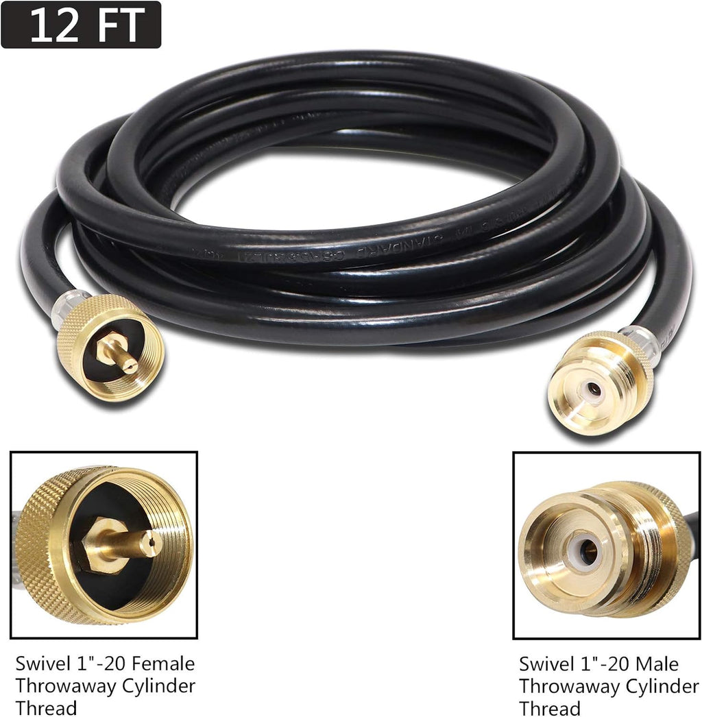 Propane Brass Tee Adapter Kit 4-Port with 5ft and 12ft Hoses L114446