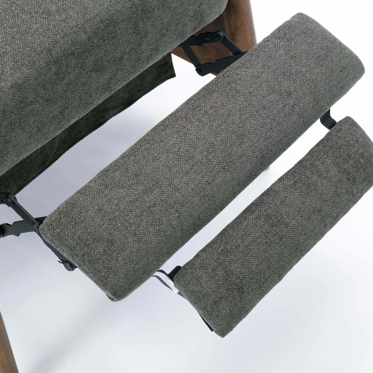 Charcoal Polyester Fabric Wood Arm Push Back Recliner A9136