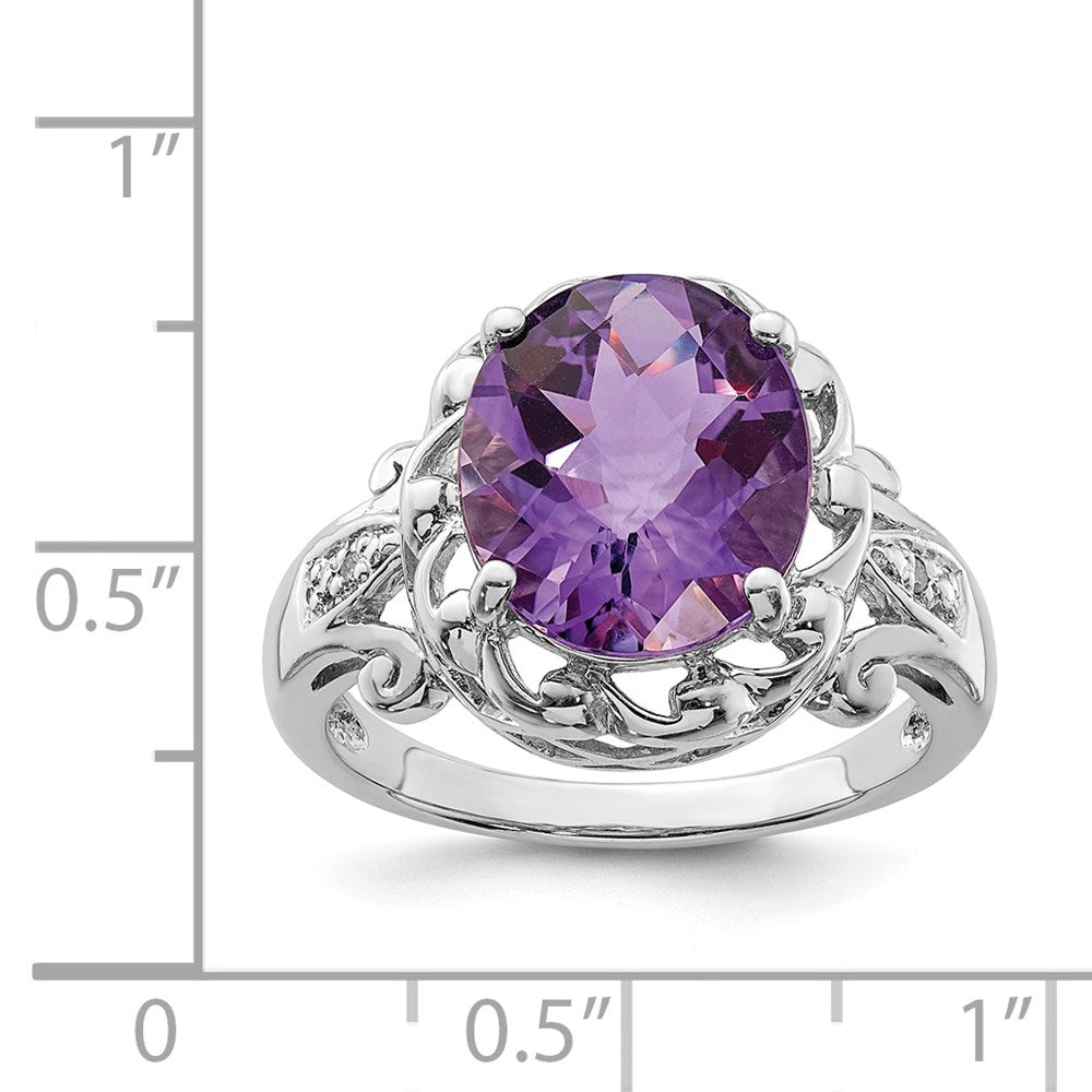 Oval Checker-Cut Amethyst & Diamond Ring I635208
