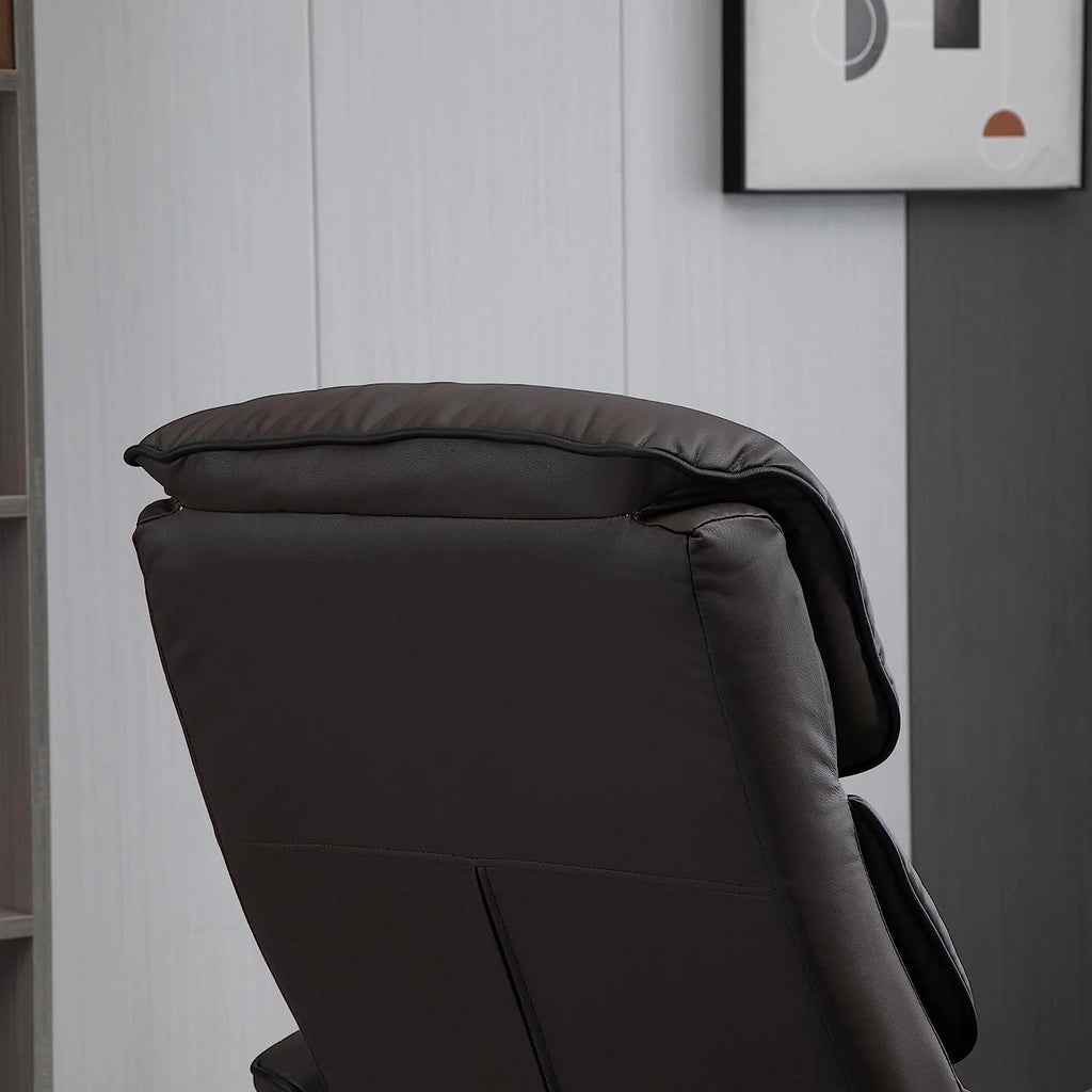 Brown PU Leather Swivel Recliner Chair with Ottoman M267102