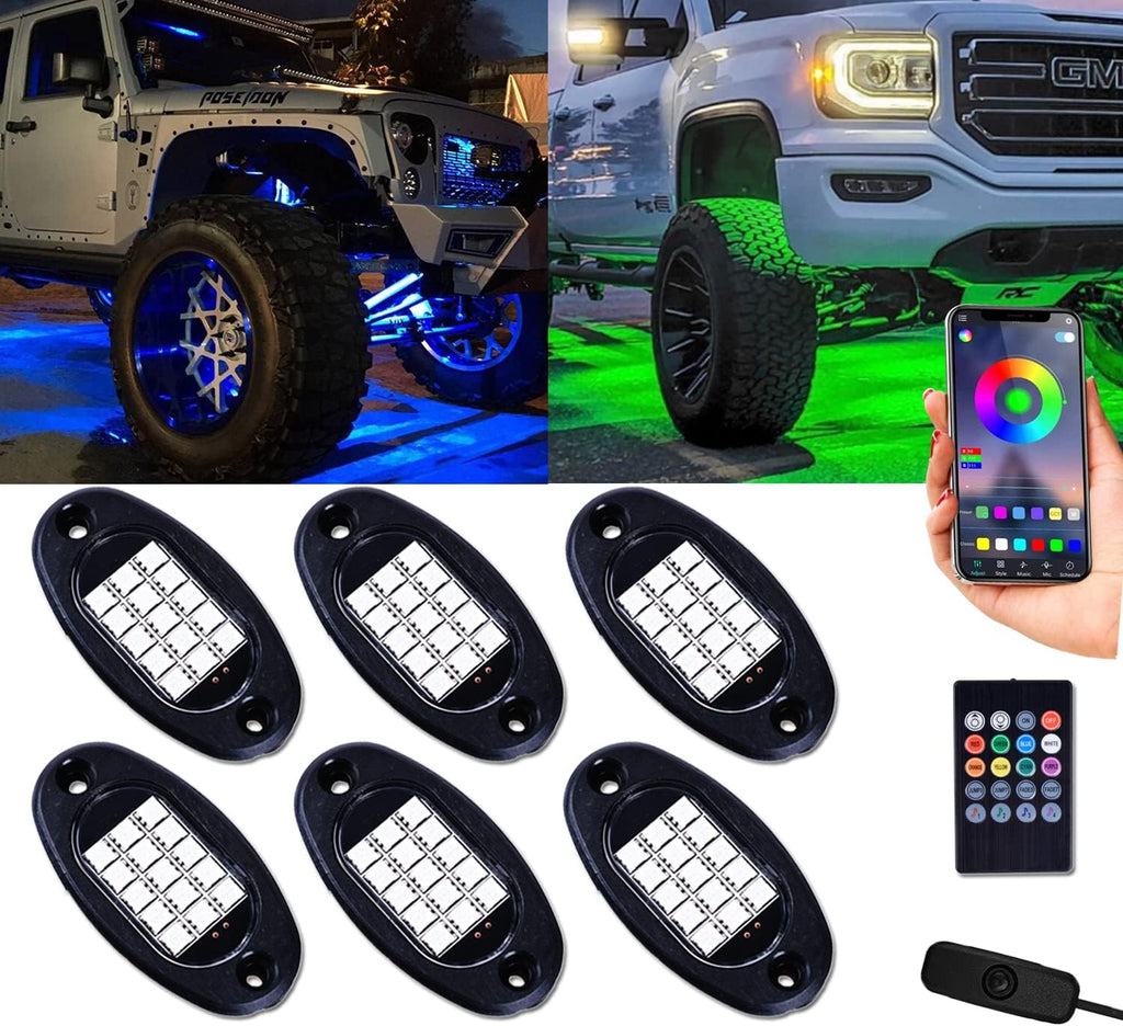 RGB LED Rock Lights Multicolor Underglow Light Kit 6 Pods Pack of 2 U697412