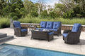 Blue 7 Pcs Outdoor Rattan Patio Furniture Set with Cushion Q5540