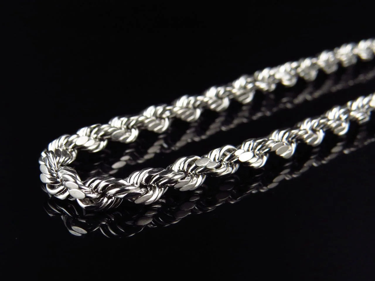 10K White Gold Hollow Rope Chain 4.5MM 18-28 Inches H760