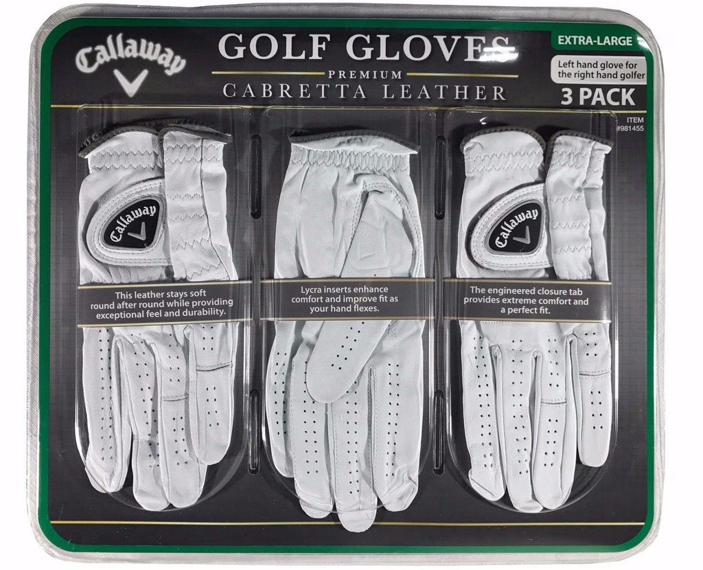 3 Pack Left Hand Cabretta Leather Golf Gloves C2180
